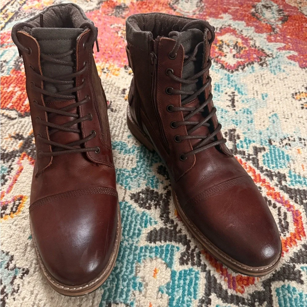 Men’s Crown Vintage Leather Lace Up Boots - Picture 1 of 8